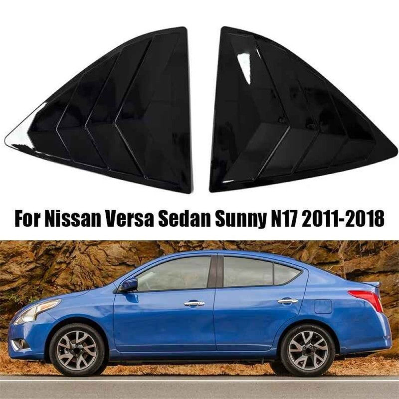 Car Craft Compatible With Nissan Sunny Renault Scala 2011-2018 Car Rear Window Shutter Cover Louver Side Vent Trim Triangle Glossy Black