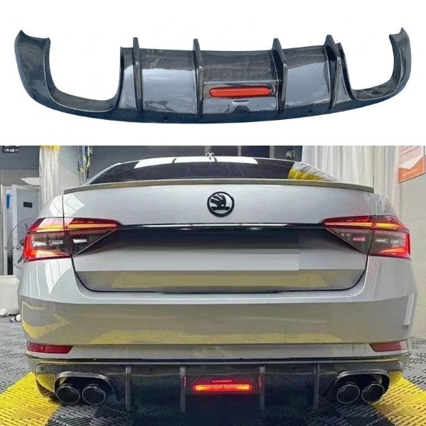 Car Craft Compatible With Skoda Superb 2015-2023 Rear After Bumper Lip Splitter Skirts Diffuser Real Carbon Fiber - CAR CRAFT INDIA