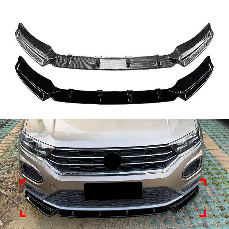 Car Craft Compatible With Volkswagen Vw T-roc Troc 2018-2022 Front Bumper Lip Splitter Skirts Zst-1523 Cf Carbon Fiber Look CC-10008 - CAR CRAFT INDIA