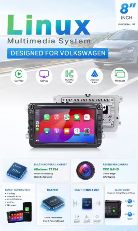 Car Craft Compatible With Vw Volkswagen Golf Polo Skoda Rapid Octavia Tiguan Passat B7 Jetta Radio Android Multimedia Infotainment Player With Wireless Carplay And Android Auto 4+64gb 8 Inch