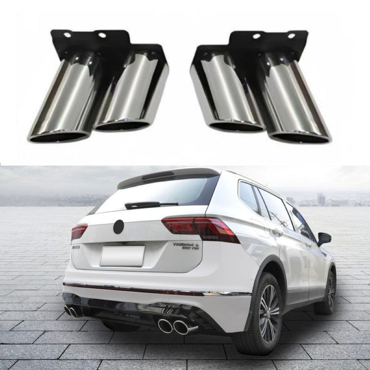 Car Craft Compatible With Vw Volkswagen Tiguan 2016-2023 Upgrade Facelift Convert To R Line Style Rear Bumper Exhaust Pipe Tip Silver Dlz080219045411 Dlz080219045412