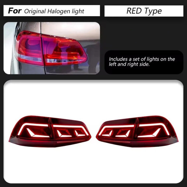 Car Craft Compatible With Vw Volkswagen Touareg 2011-2018 Led Tail Light Tail Lamp Light 2007-2016 Dynamic Signal Taillight Drl Brake Reverse Red For Helogen Car