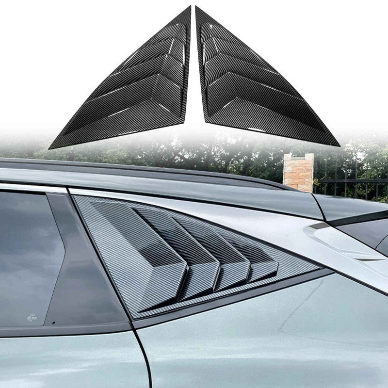 Car Craft Compatible With Hyundai Tucson 2021-2025 Car Rear Window Shutter Cover Louver Side Vent Trim Triangle Carbon Fiber Look