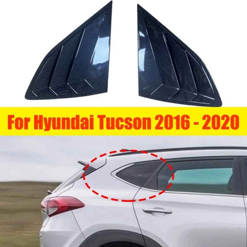 Car Craft Compatible With Hyundai Tucson 2016-2020 Car Rear Window Shutter Cover Louver Side Vent Trim Triangle Glossy Black
