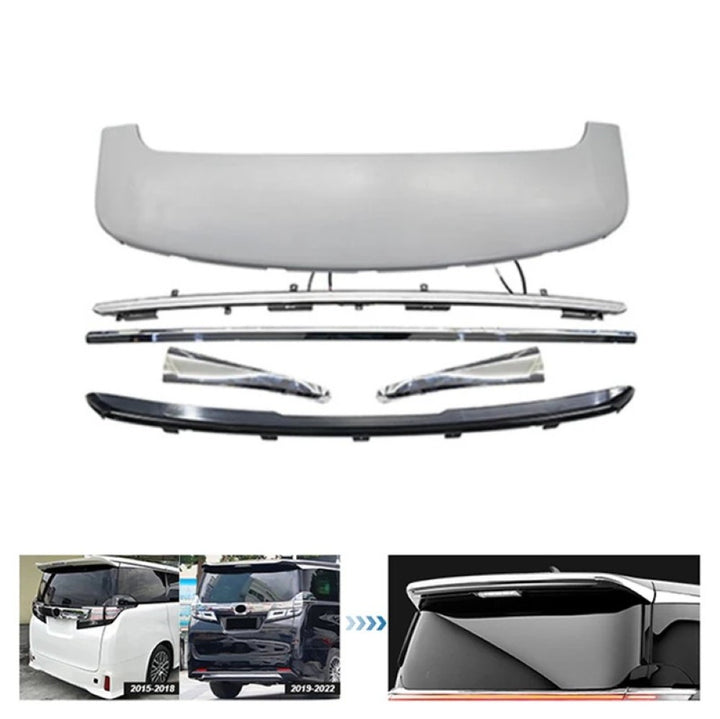 Car Craft Compatible With Toyota Alphard Vellfire 30 35 40 2019-2026 Rear Trunk Wing Boot Roof Trim Skirt Led Spoiler F183