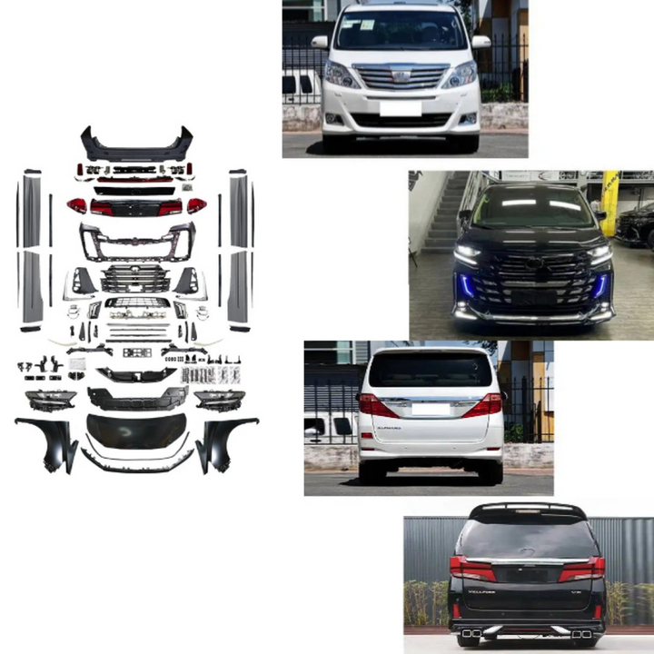 Car Craft Compatible With Toyota Alphard Vellfire 20 2008-2014 Upgrade Facelift Convert To 2023 40 Model Bodykit Front Rear Bumper Headlight Taillight Lamp Side Skirt Hood Fender Splitter Trim F203