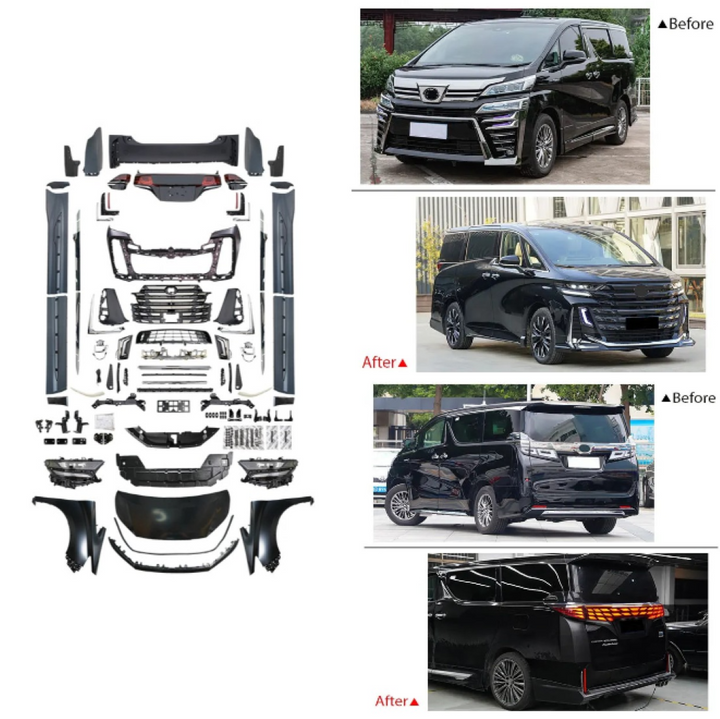 Car Craft Compatible With Toyota Alphard Vellfire 30 35 2015-2022 Upgrade Facelift Convert To 2023 40 Model Bodykit Front Rear Bumper Headlight Taillight Lamp Side Skirt Hood Fender Splitter Trim F187