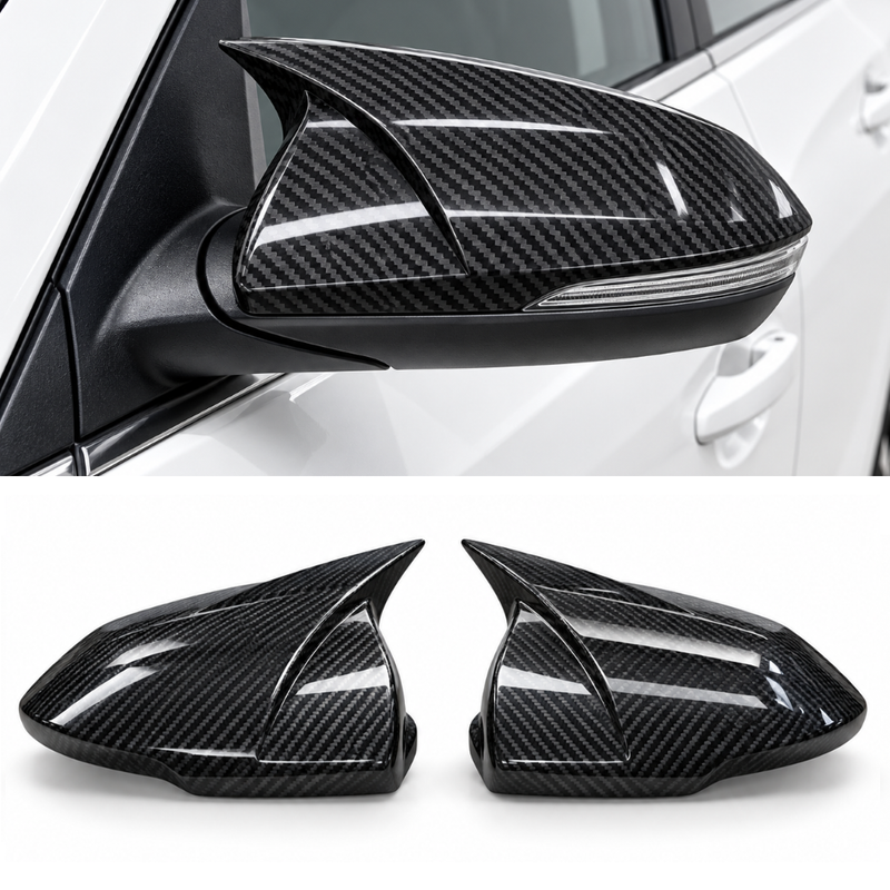 Car Craft Compatible With Hyundai Verna Accent Solaris I30 2023-2026 Side Rear View Case Wing Cap Shell Housing Mirror Covers 3m Tape Pasting Style Carbon Fiber Look CC-11543