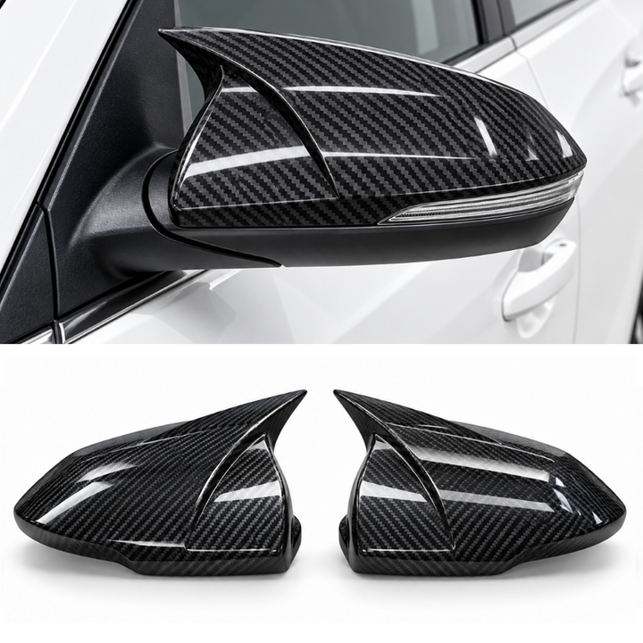 Car Craft Compatible With Hyundai Verna Accent Solaris I30 2023-2026 Side Rear View Case Wing Cap Shell Housing Mirror Covers 3m Tape Pasting Style Carbon Fiber Look CC-11543