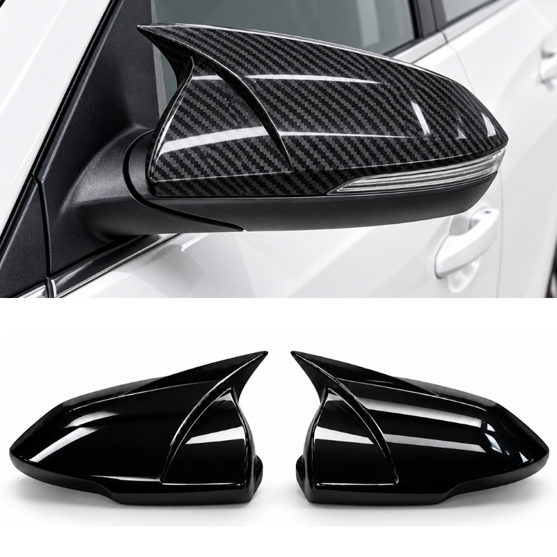 Car Craft Compatible With Hyundai Verna Accent Solaris I30 2023-2026 Side Rear View Case Wing Cap Shell Housing Mirror Covers 3m Tape Pasting Style Glossy Black CC-11542
