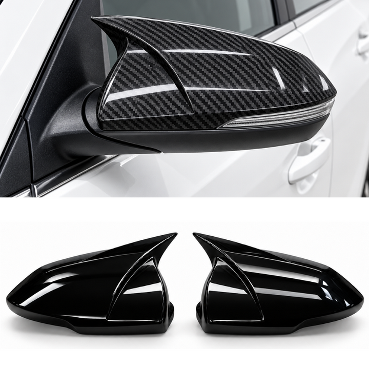 Car Craft Compatible With Hyundai Verna Accent Solaris I30 2023-2026 Side Rear View Case Wing Cap Shell Housing Mirror Covers 3m Tape Pasting Style Glossy Black CC-11542