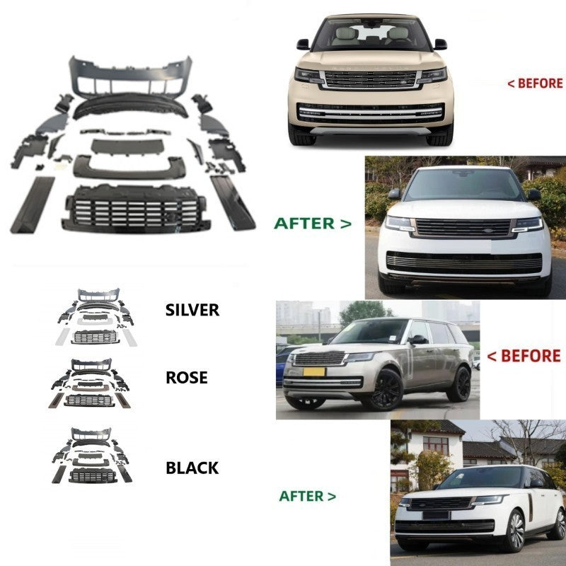 Car Craft Compatible With Land Range Rover Rr Vogue L460 2023-2025 Upgrade Facelift Conver To 2023 Sva Bodykit Front Bumper Mesh Side Vent Splitter Skirts Grill Black - CAR CRAFT INDIA