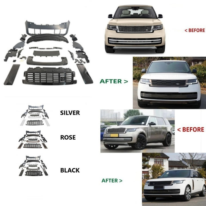 Car Craft Compatible With Land Range Rover Rr Vogue L460 2023-2025 Upgrade Facelift Conver To 2023 Sva Bodykit Front Bumper Mesh Side Vent Splitter Skirts Grill Black - CAR CRAFT INDIA