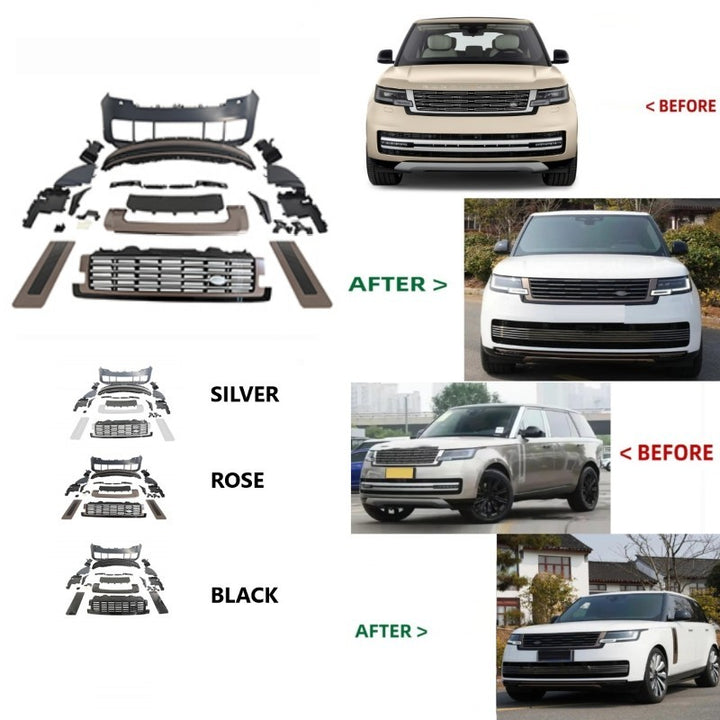 Car Craft Compatible With Land Range Rover Rr Vogue L460 2023-2025 Upgrade Facelift Conver To 2023 Sva Bodykit Front Bumper Mesh Side Vent Splitter Skirts Grill Rose Pink - CAR CRAFT INDIA