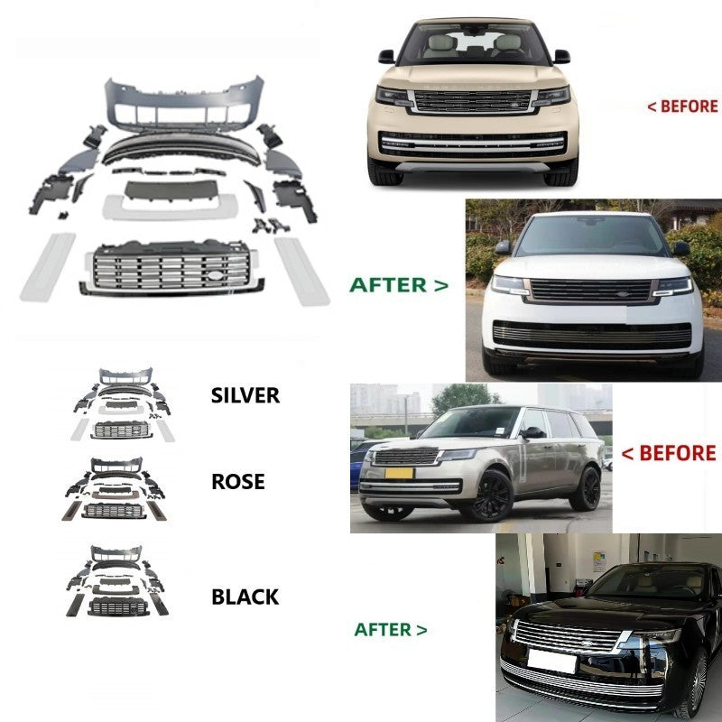 Car Craft Compatible With Land Range Rover Rr Vogue L460 2023-2025 Upgrade Facelift Conver To 2023 Sva Bodykit Front Bumper Mesh Side Vent Splitter Skirts Grill Silver - CAR CRAFT INDIA