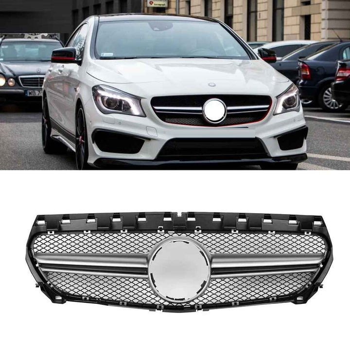 Car Craft Compatible With Mercedes Benz Cla Class W117 C117 X117 2013-2019 Upgrade Front Bumper Cla45 Amg Show Grill Amg Silver Gc W117-001