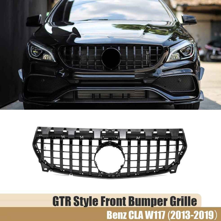 Car Craft Compatible With Mercedes Benz Cla Class W117 C117 X117 2013-2019 Upgrade Front Bumper Cla45 Amg Show Grill Gtr Black Gc W117-004 CC-1750