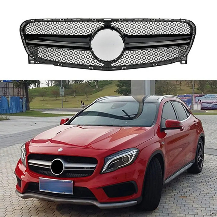 Car Craft Compatible With Mercedes Benz Gla W156 X156 2014-2016 Front Bumper Show Grill Amg Black Amg45
