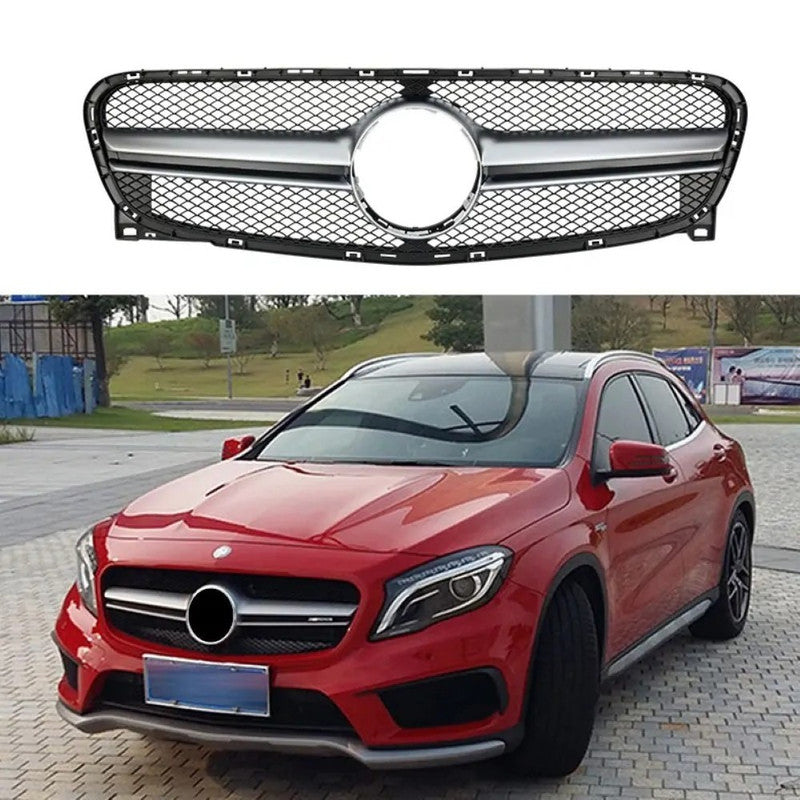 Car Craft Compatible With Mercedes Benz Gla W156 X156 2014-2016 Front Bumper Show Grill Amg Silver Amg45