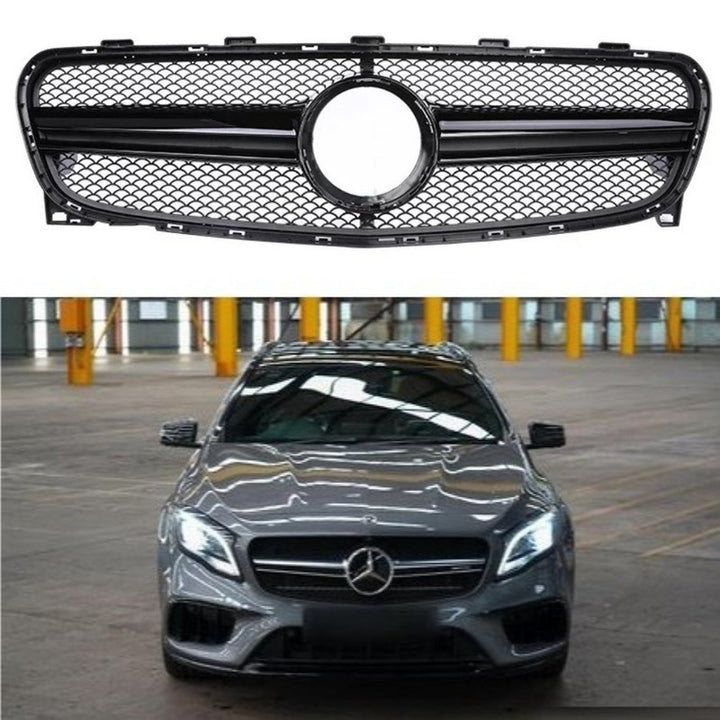 Car Craft Compatible With Mercedes Benz Gla W156 X156 Lci 2017-2020 Front Bumper Show Grill Amg Black Amg45