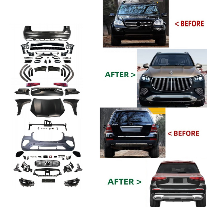 Car Craft Compatible With Mercedes Benz Gl W164 2006-2012 Upgrade Facelift Convert To Gls Maybach W167 2024 Convertion Facelift Bodykit Bumper Headlight Taillight Hood Fender Trunk Skirt Splitter B-5