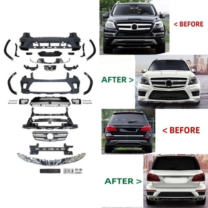 Car Craft Compatible With Mercedes Benz Gl W166 X166 2013-2015 Upgrade Conversion Bodykit GLS63 GL63 Amg Bumper Grill Wheel Arch Side Trims - CAR CRAFT INDIA