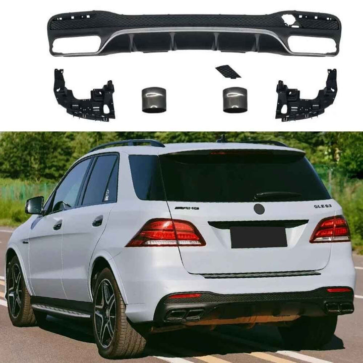 Car Craft Compatible With Mercedes Benz Gle W166 2016-2019 Amg Rear Bumper Upgrade Convert To Gle63 Amg After Rear Lip Diffuser W166-004 Gc