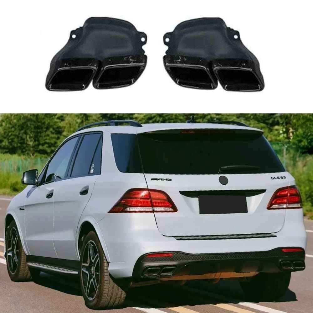 Car Craft Compatible With Mercedes Benz Gle W166 2016-2019 Amg Rear Bumper Upgrade Convert To Gle63 Amg Exhaust Tip Pipe Dual Black Gc