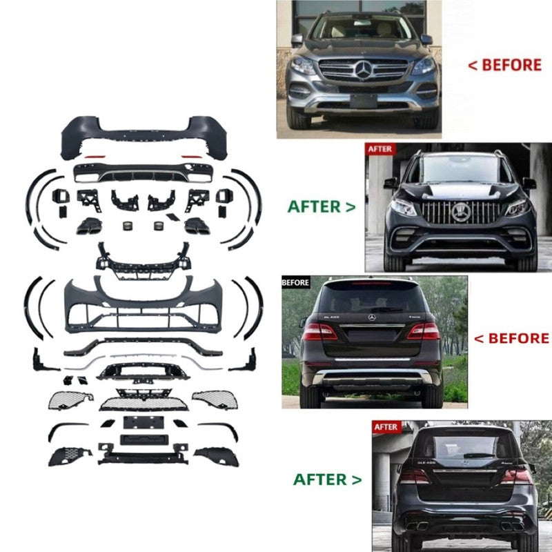 Car Craft Compatible With Mercedes Benz Gle W166 2016-2019 Front Rear Bumper Upgrade Convert To Amg Gle63 Amg Bumper Bodykit Set W166-008 Gc