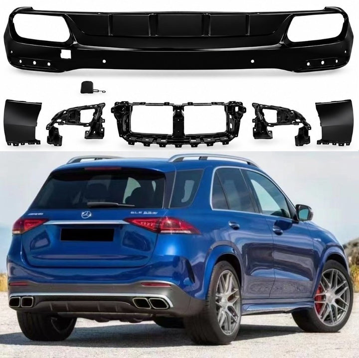 Car Craft Compatible With Mercedes Benz Gle W167 2019-2024 Upgrade Convert To Gle63 Amg Bodykit Rear After Bumper Lip Skirt Diffuser Black Gc W167-006 Gle
