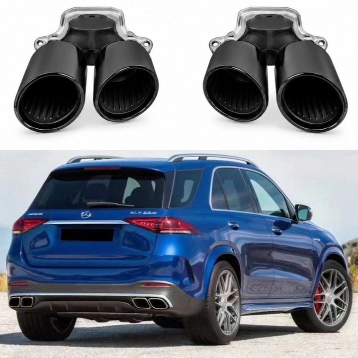 Car Craft Compatible With Mercedes Benz Gle W167 2019-2024 Upgrade Convert To Gle63 Amg Bodykit Rear After Bumper Diffuser Exhaust Pipe Tip Black Round Gc W167-016 Bl