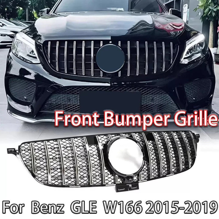 Car Craft Compatible With Mercedes Benz Gle W166 2016-2019 Upgrade Front Bumper Amg Show Grill Amg Silver Gc CC-9604