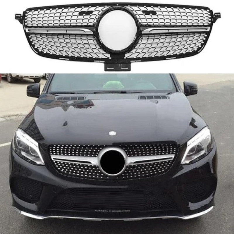 Car Craft Compatible With Mercedes Benz Gle W166 2016-2019 Upgrade Front Bumper Amg Show Grill Diamond Black Gc CC-9607