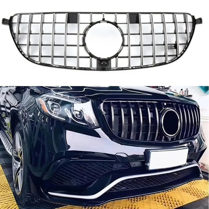 Car Craft Compatible With Mercedes Benz Gle W166 2016-2019 Upgrade Front Bumper Amg Show Grill Gtr Silver Gc CC-9602
