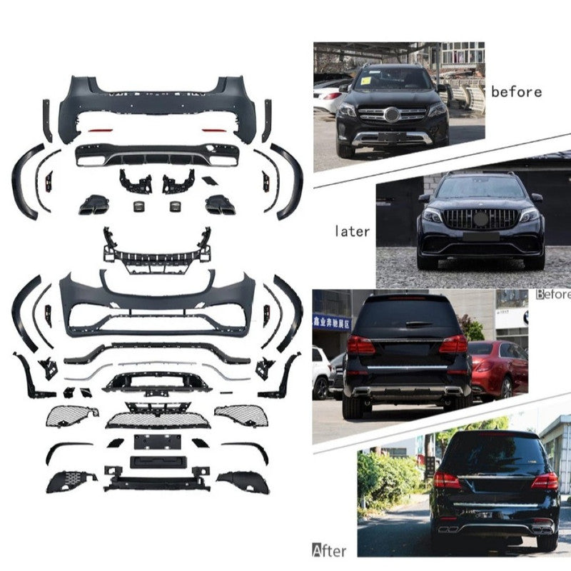 Car Craft Compatible With Mercedes Benz Gls W166 X166 2016-2019 Front Rear Bumper Upgrade Convert To Amg Gls63 Amg Bumper Bodykit X166-008