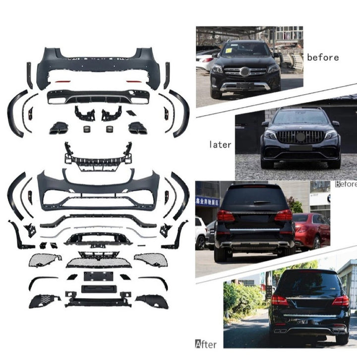 Car Craft Compatible With Mercedes Benz Gls W166 X166 2016-2019 Front Rear Bumper Upgrade Convert To Amg Gls63 Amg Bumper Bodykit X166-008