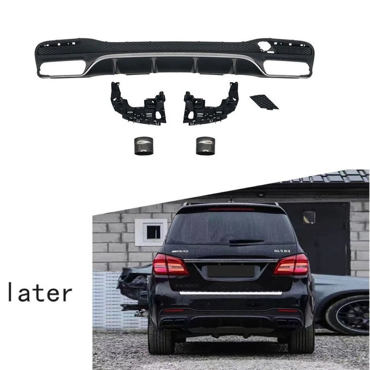Car Craft Compatible With Mercedes Benz Gls W166 X166 2016-2019 Amg Rear Bumper Upgrade Convert To Gls63 Amg After Rear Lip Diffuser Gc W166-005