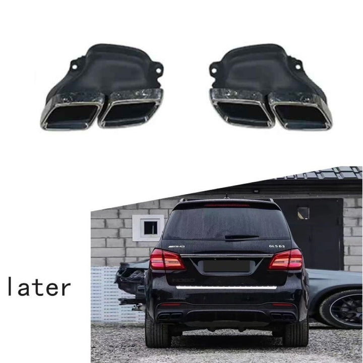 Car Craft Compatible With Mercedes Benz Gls W166 X166 2016-2019 Amg Rear Bumper Upgrade Convert To Gle63 Amg Exhaust Tip Pipe Dual Silver Chrome Gc