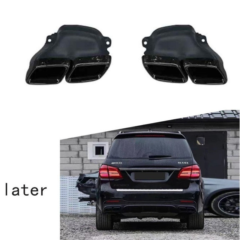 Car Craft Compatible With Mercedes Benz Gls W166 X166 2016-2019 Amg Rear Bumper Upgrade Convert To Gle63 Amg Exhaust Tip Pipe Dual Black Gc