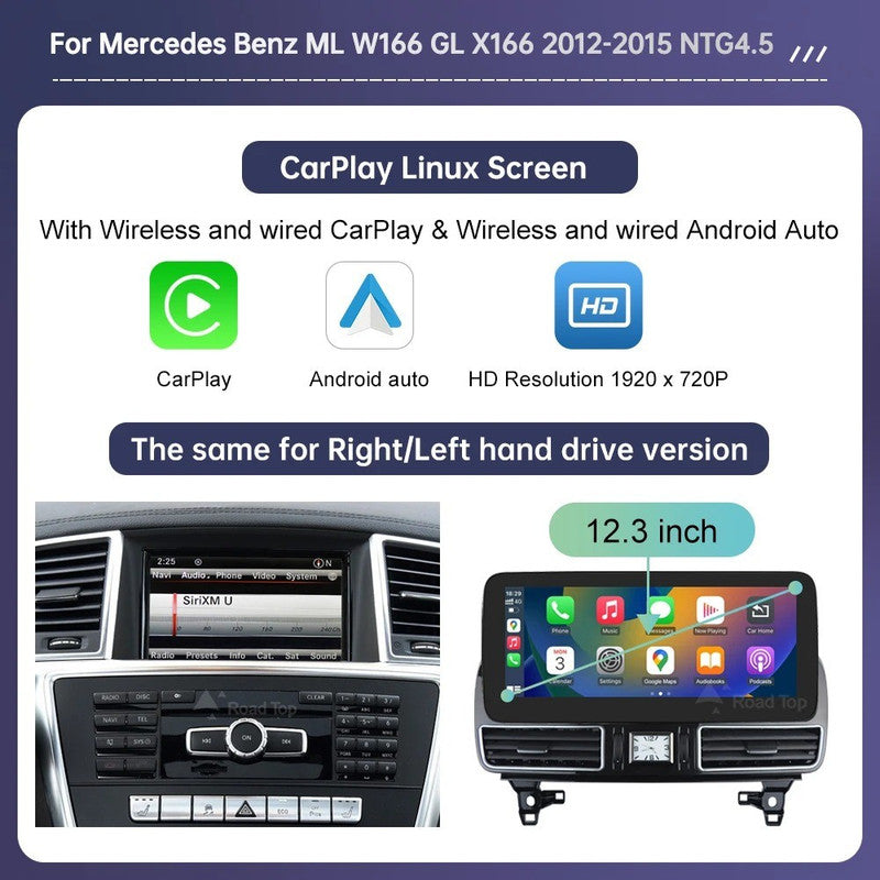 Car Craft Compatible With Mercedes Benz Ml Gl W166 X166 2012-2015 Digital Infotaiment Touch Screen Android Multimedia Player Gps Navigation Radio Carplay Android Auto 12.3 Inch Android 13, 8 Core 4gb+64gb