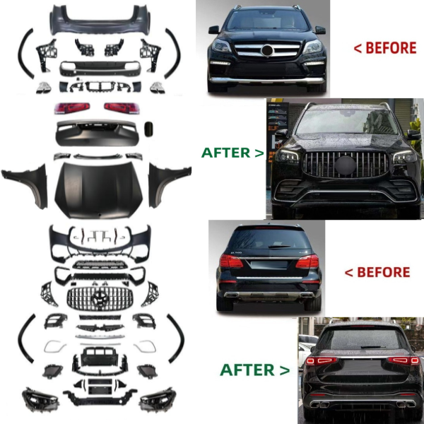 Car Craft Compatible With Mercedes Gl Gls W166 X166 2012-2016 Upgrade Facelift Convert To Gls W167 X167 2024 Gls63 Amg Amg63 Kit Bumper Grill Headlight Taillight Trunk Fender Bodykit Non Cut Version - CAR CRAFT INDIA