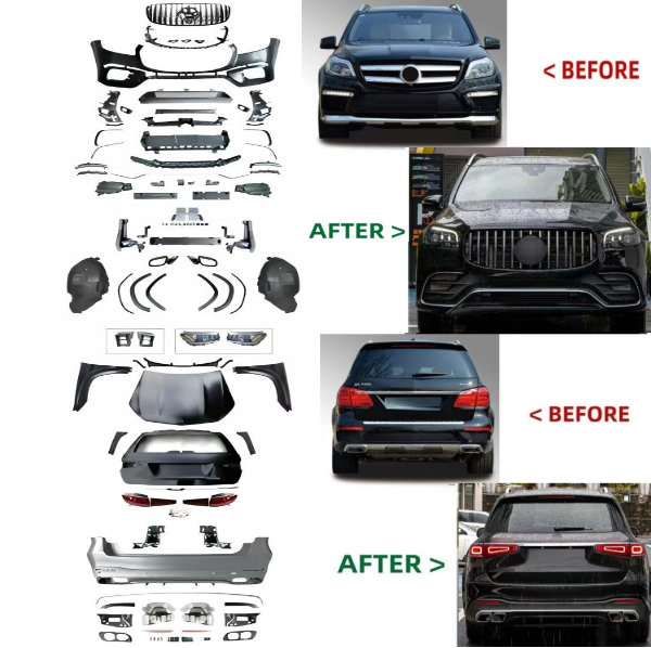 Car Craft Compatible With Mercedes Gl Gls W166 X166 2012-2016 Upgrade Facelift Convert To Gls W167 X167 2024 Gls63 Amg Amg63 Kit Bumper Grill Headlight Taillight Trunk Fender Bodykit Non Cut Version CC-9905