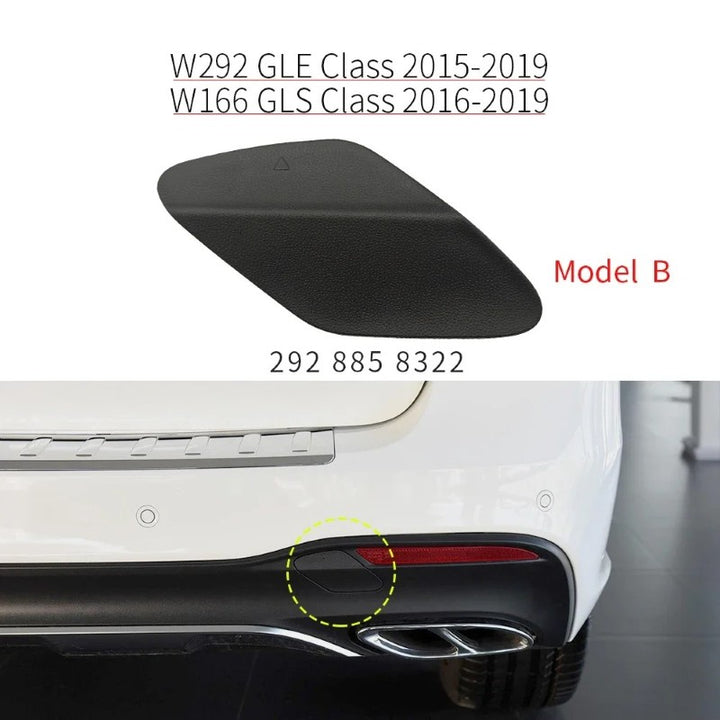 Car Craft Compatible With Mercedes Gle Gls W166 2016-2019 Rear Amg Bumper Trailer Tow Towing Hook Hole Cover 1668858322 Black Model B - CAR CRAFT INDIA