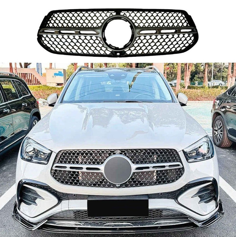 Car Craft Compatible With Mercedes Benz Gle W167 X167 Coupe Lci 2023+ Front Amg Bumper Show Grill Silver