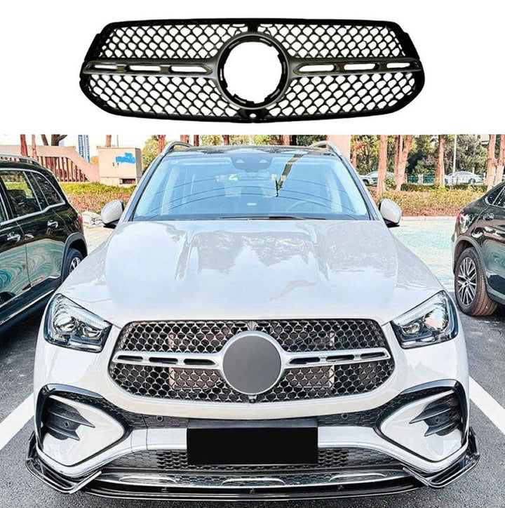 Car Craft Compatible With Mercedes Benz Gle W167 X167 Coupe Lci 2023+ Front Amg Bumper Show Grill Silver