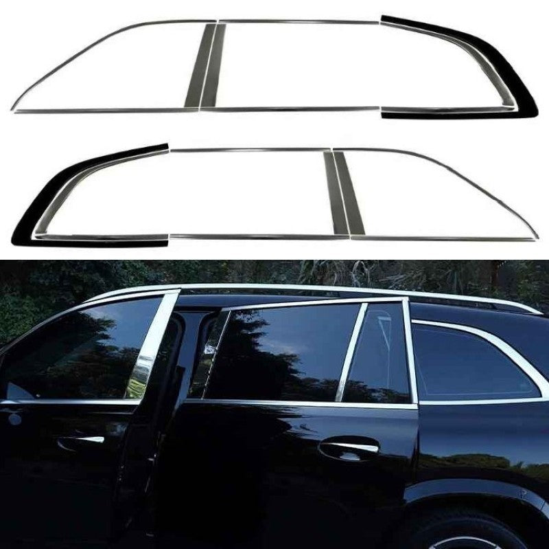 Car Craft Compatible With Mercedes Benz Gl Gls W166 X166 2012-2019 Side Window Door Piller Chrome Strip Garnish Trim CC-9959