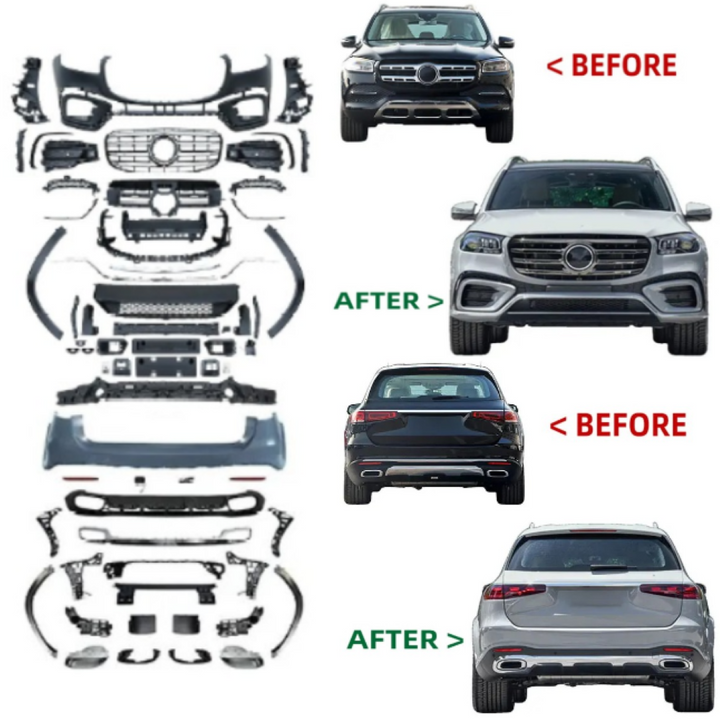 Car Craft Compatible With Mercedes Benz Gls Class W167 X167 2019-2026 Upgrade Facelift Convert To Amg53 Amg Bodykit Front Rear Bumper Grill Wheel Arch Diffuser Tips Skirt Splitter Gls53 Amg53
