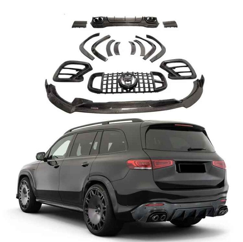Car Craft Compatible With Mercedes Benz Gls W167 X167 2019-2025 Amg Bumper Brabus B900 Bodykit Real Carbon Fiber Grill Splitter Skirts Spoiler Front Rear Lip Diffuser Exhaust Tip Canard - CAR CRAFT INDIA