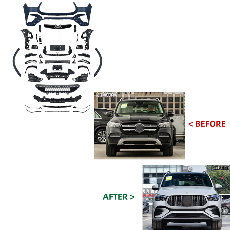 Car Craft Compatible With Mercedes Benz Gle W167 2019-2024 Upgrade Convert To Gle53 Amg Bodykit Front Bumper Skirt Trim Gc W167-027