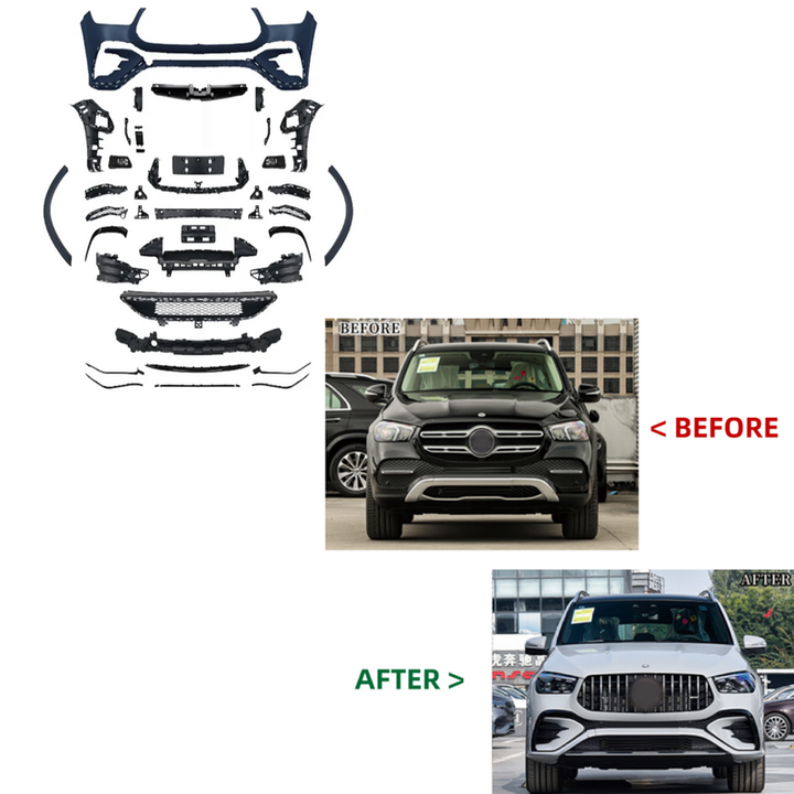 Car Craft Compatible With Mercedes Benz Gle W167 2019-2024 Upgrade Convert To Gle53 Amg Bodykit Front Bumper Skirt Trim Gc W167-027